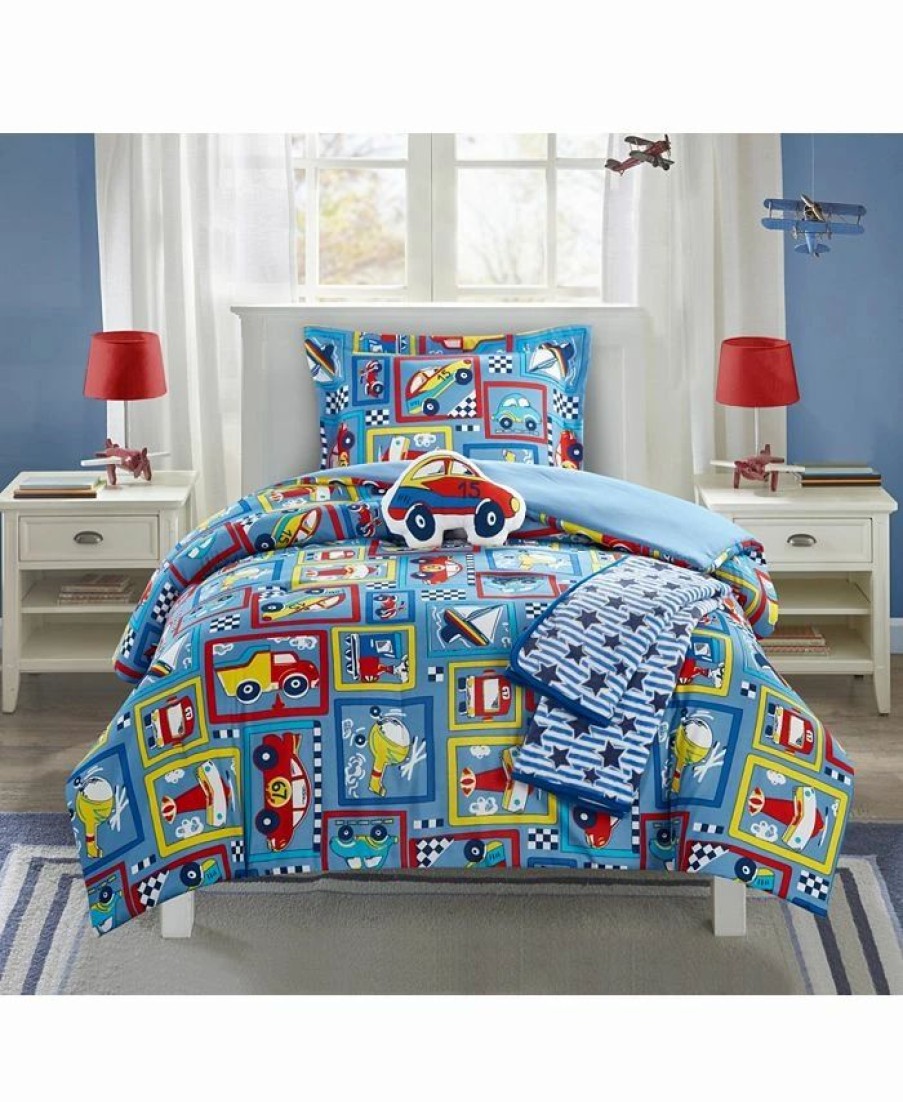 * Chic Home Race Car 5 Piece Full Comforter Set Blue Comforter Sets