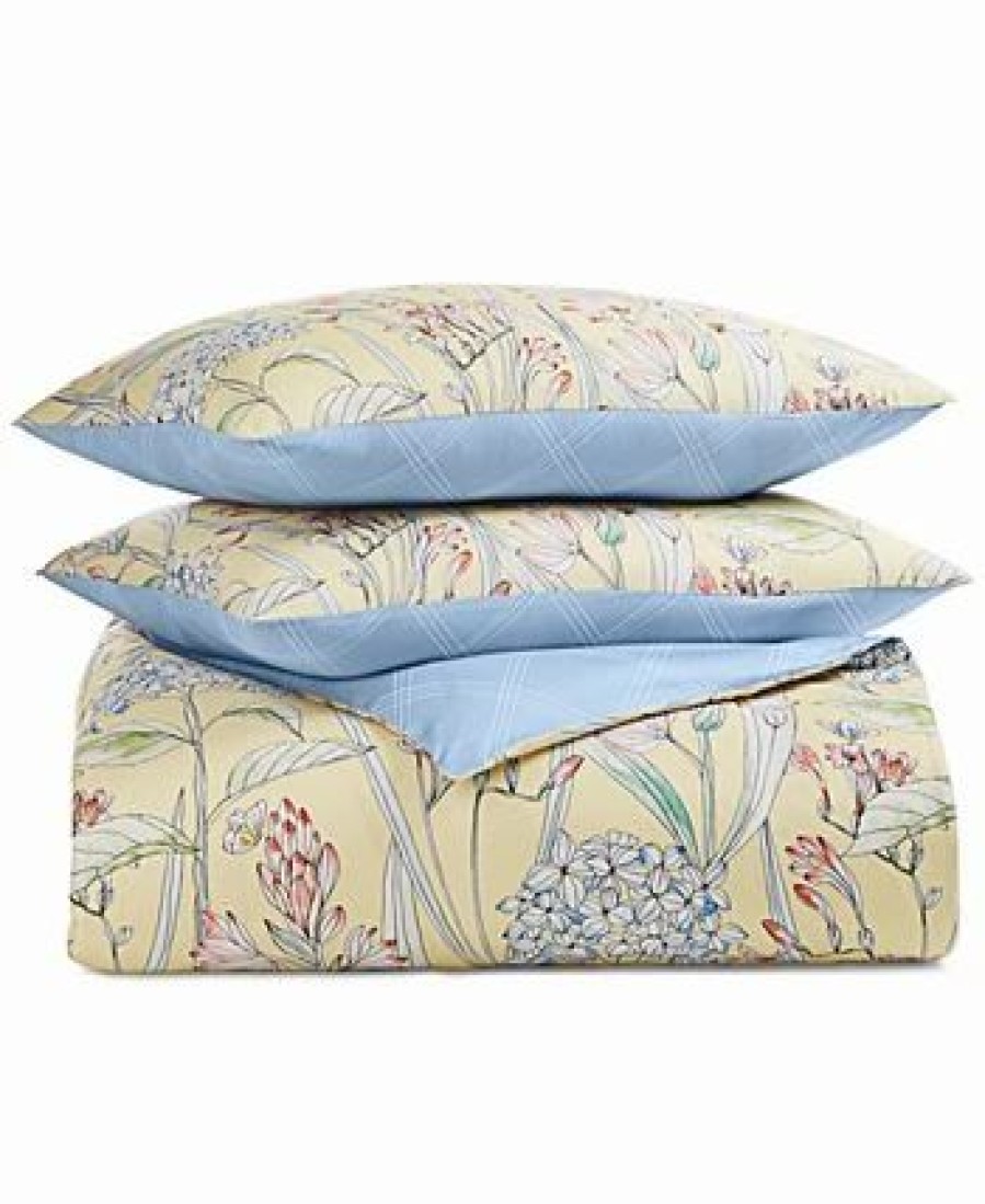 * Charter Club 300-Thread Count Hydrangea 4-Pc. Full/Queen Comforter Set, Created For Macy'S Yellow Hydrangea Comforter Sets