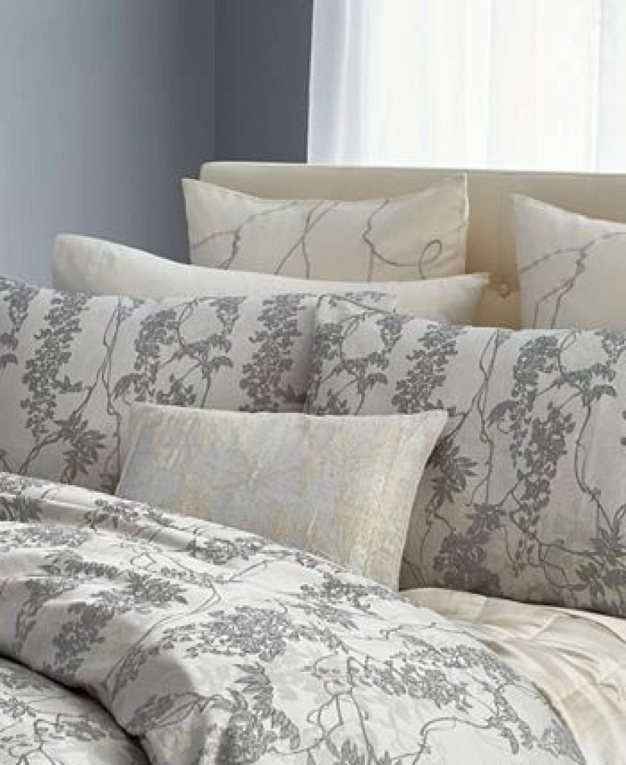 * Michael Aram Wisteria King Sham Grey Designer Bedding