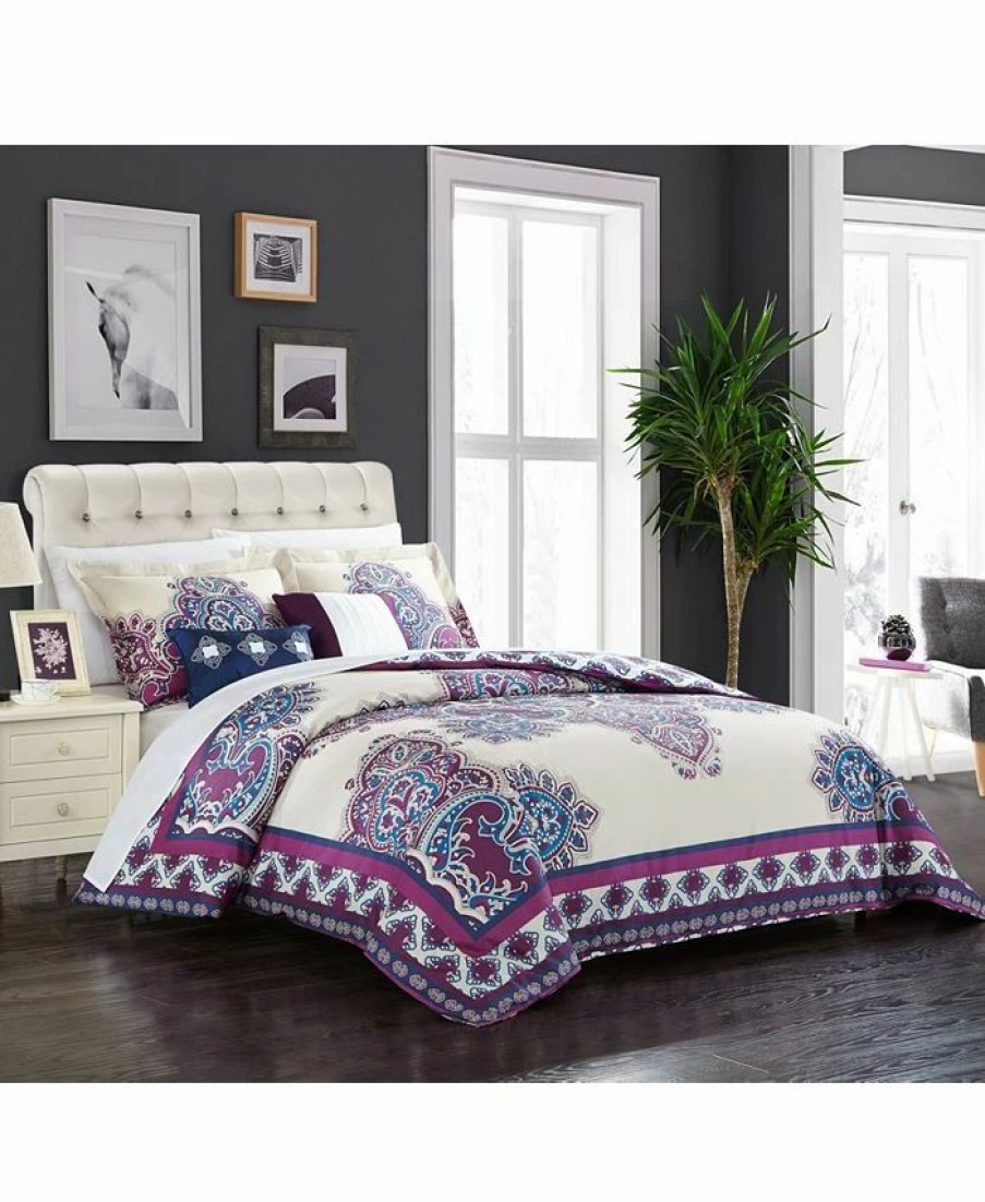 * Chic Home Michal 5-Pc Queen Comforter Set Purple Comforter Sets