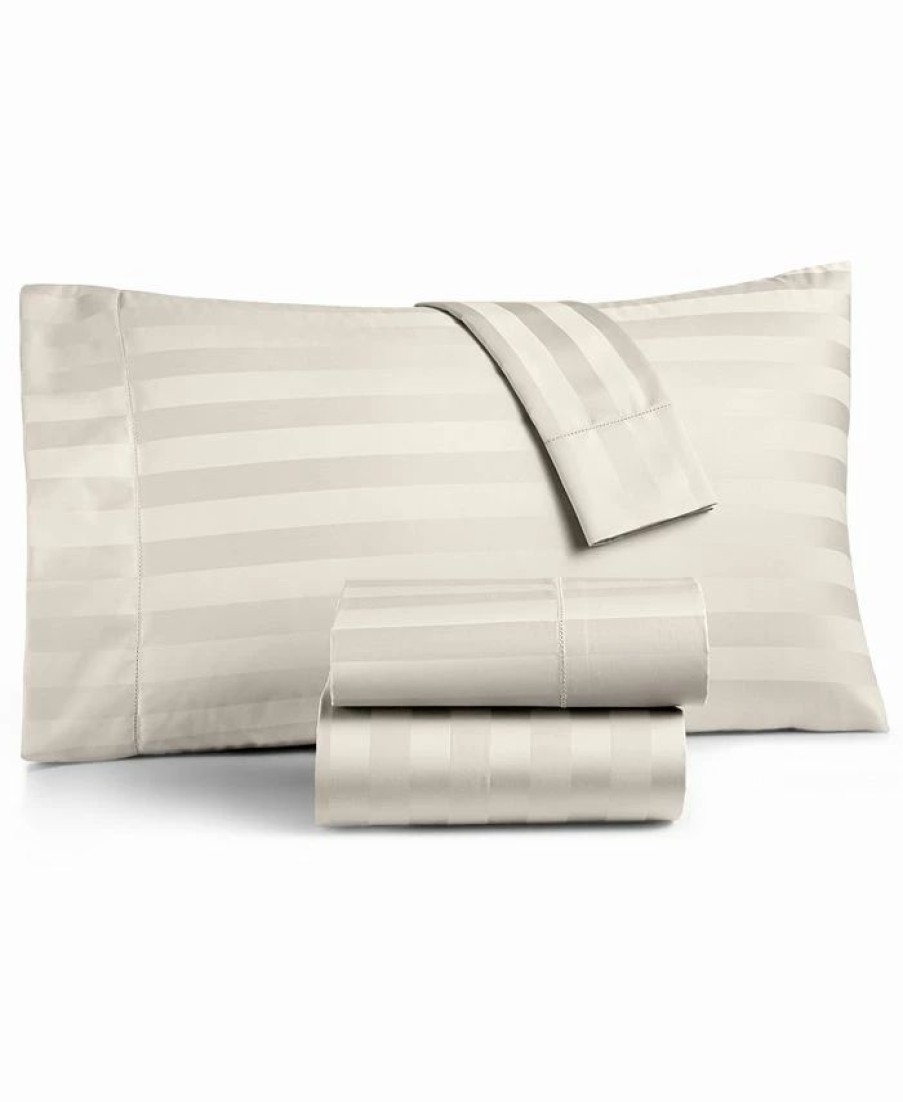 * Charter Club 1.5 Stripe 550 Thread Count 100% Supima Cotton Fitted Sheet, King, Created For Macy'S Sheets & Pillowcases