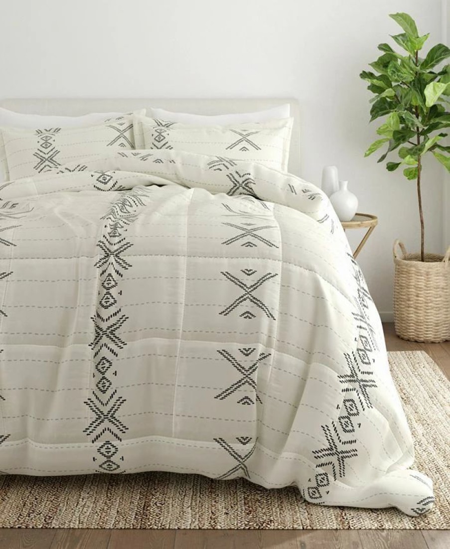 * Ienjoy Home Collection Premium Patterned Comforter Set, Full/Queen Urban Stitch Comforter Sets