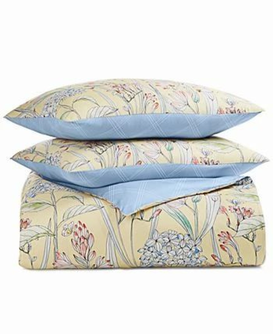 * Charter Club 300-Thread Count Hydrangea 3-Pc. Twin Duvet Cover Set, Created For Macy'S Yellow Hydrangea Duvet Covers & Sets