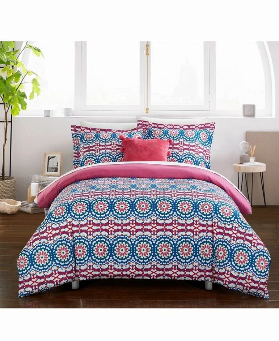 * Chic Home Gavin 4 Pc Full Duvet Cover Set Fuschia Duvet Covers & Sets