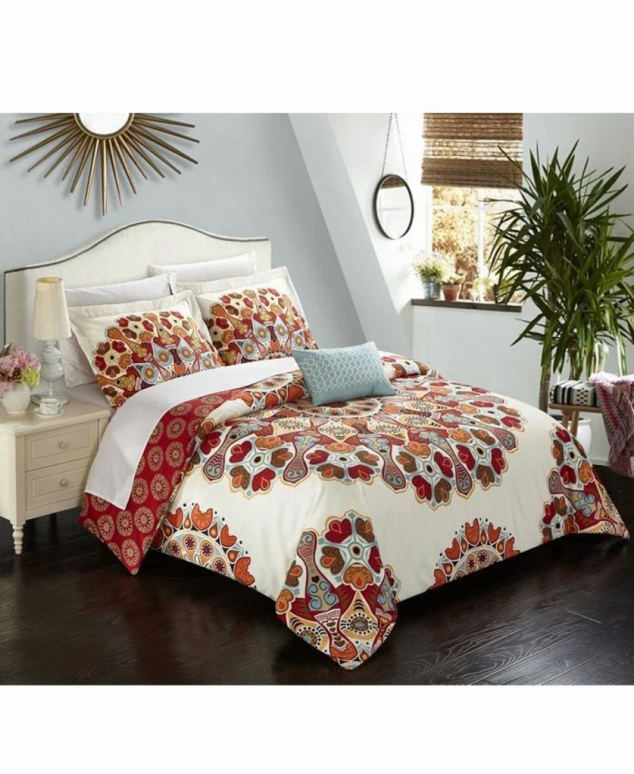 * Chic Home Maxim 8 Pc Queen Duvet Set Red Duvet Covers & Sets