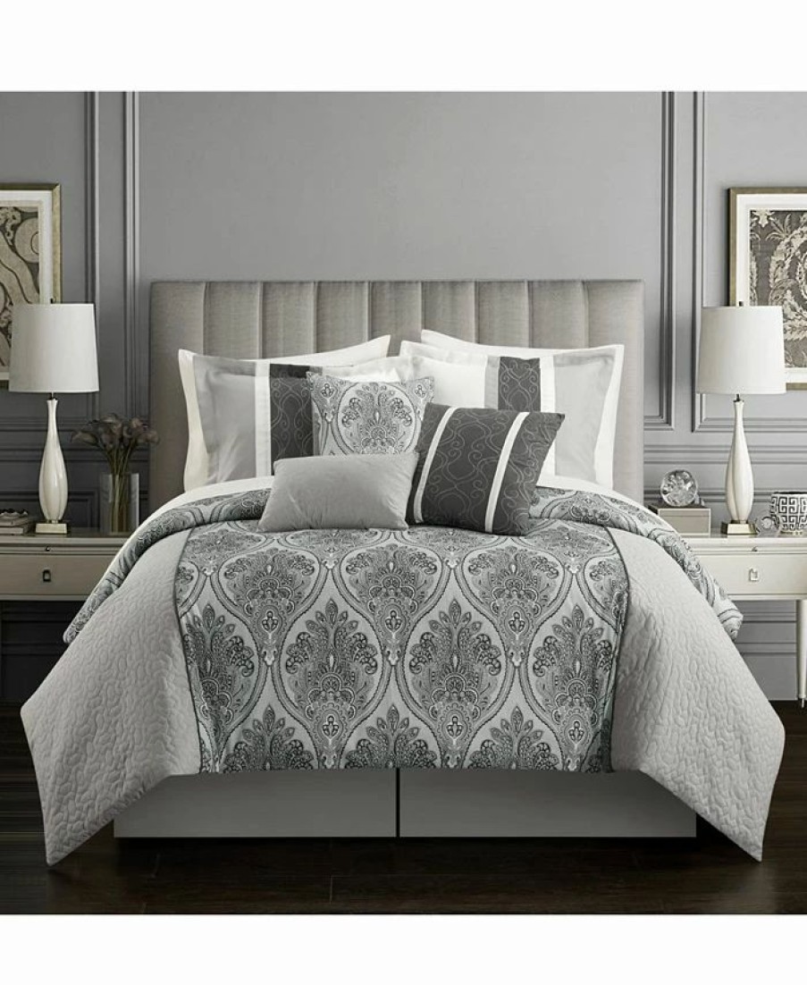 * Chic Home Phantogram 7 Piece Queen Comforter Set Gray Comforter Sets