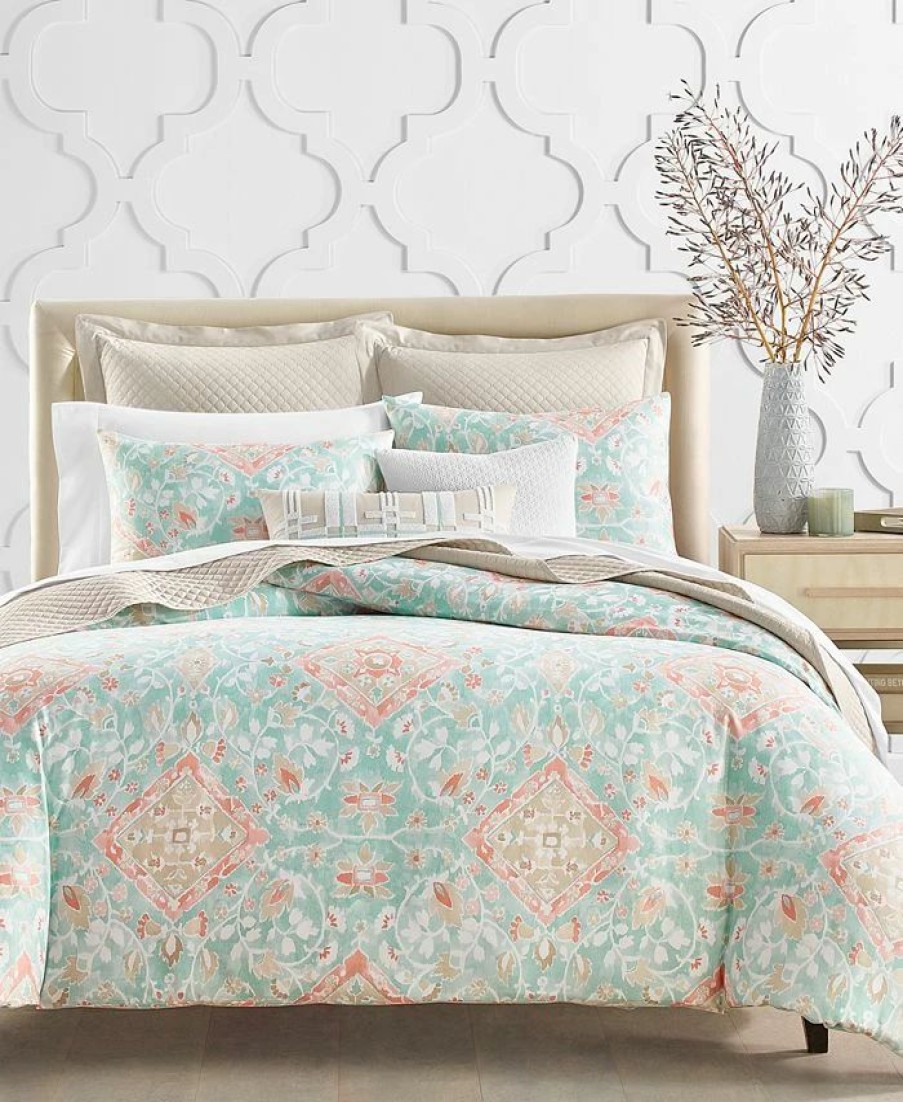 * Charter Club Terra Mesa 3-Pc. Duvet Cover Set, King, Created For Macy'S Turquoise/Aqua Duvet Covers & Sets