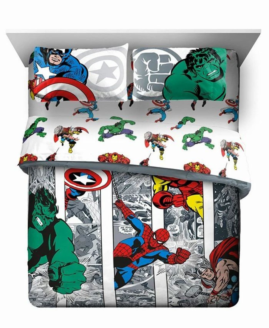 * Avengers Comic Cool Queen Bed Set, 5 Pieces Multicolor Comforter Sets