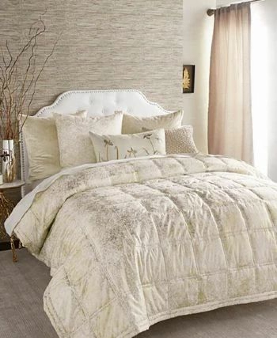 * Michael Aram Tallic Textured Coverlet Euro Sham Ivory Designer Bedding