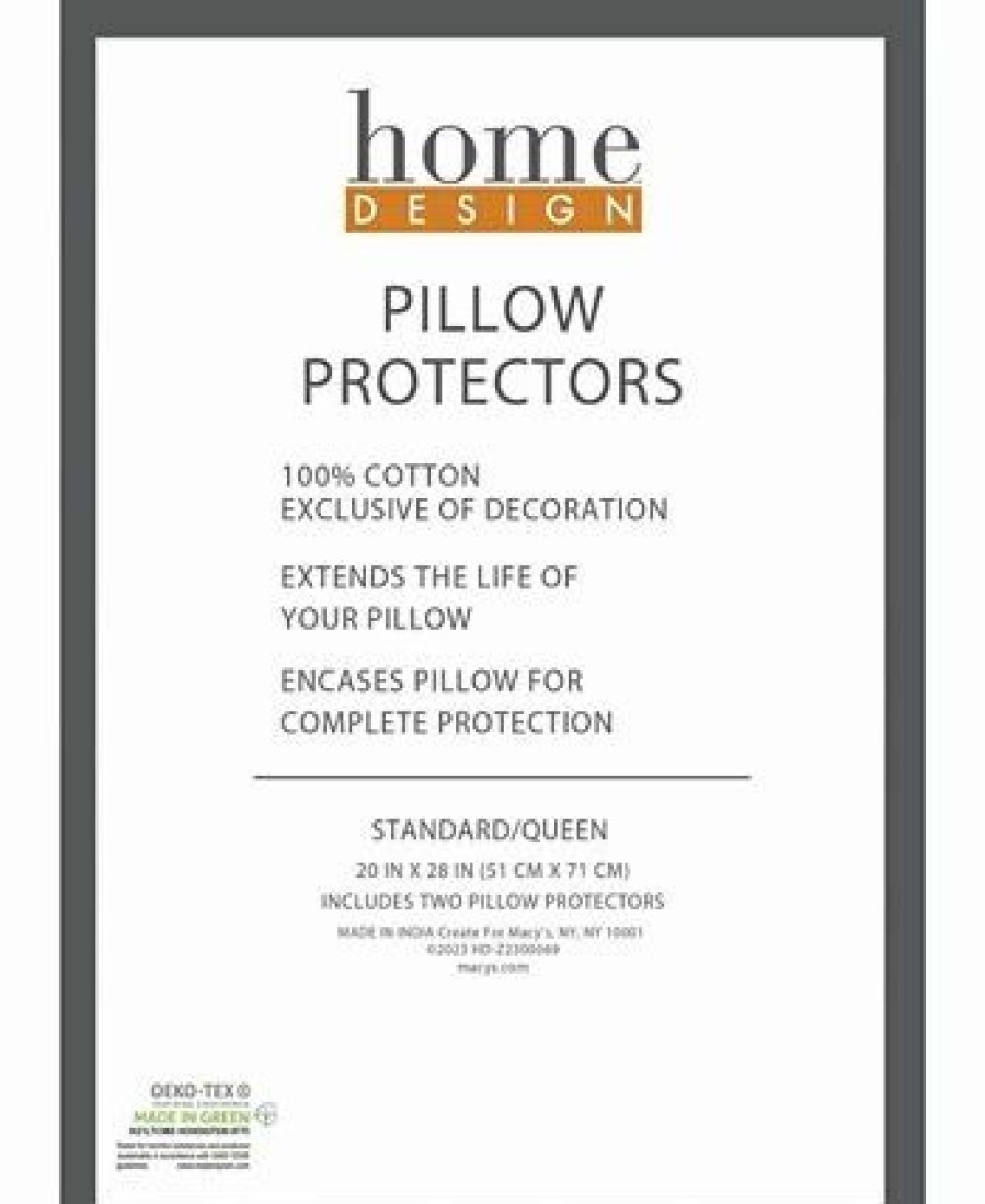 * Home Design Cotton Sateen 250-Thread Count King Pillow Protector, Set Of 2, Created For Macy'S White Pillows