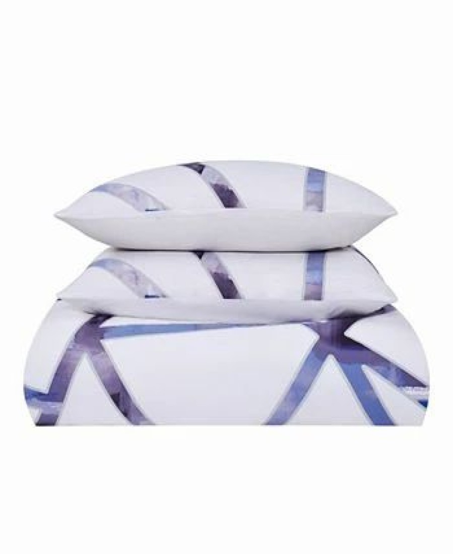 * Vince Camuto Home Obelis Metallic 3 Piece Duvet Set, King Blue Duvet Covers & Sets