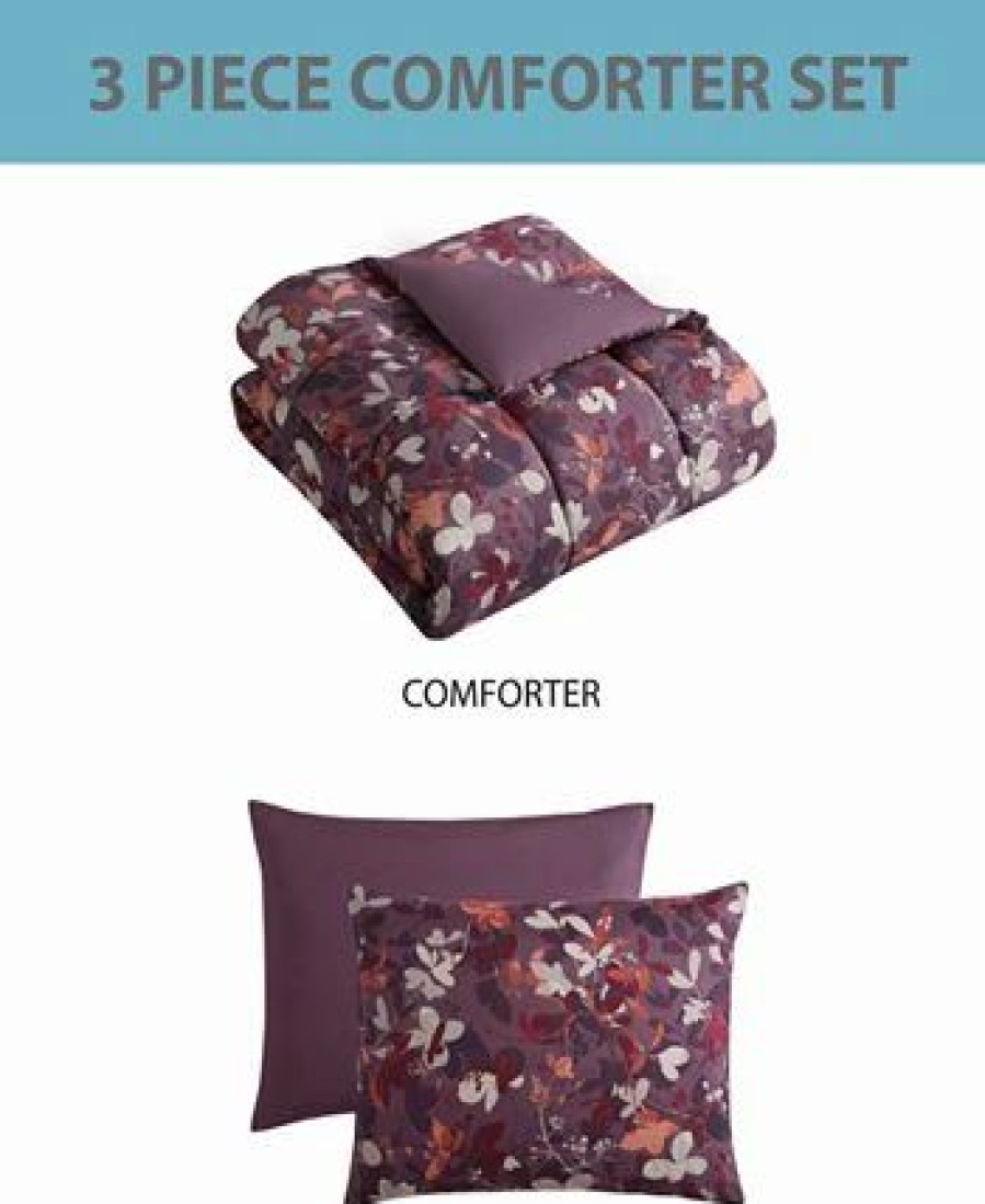 * Hallmart Collectibles Samira Reversible 3-Pc. Comforter Sets Med Purple Comforter Sets