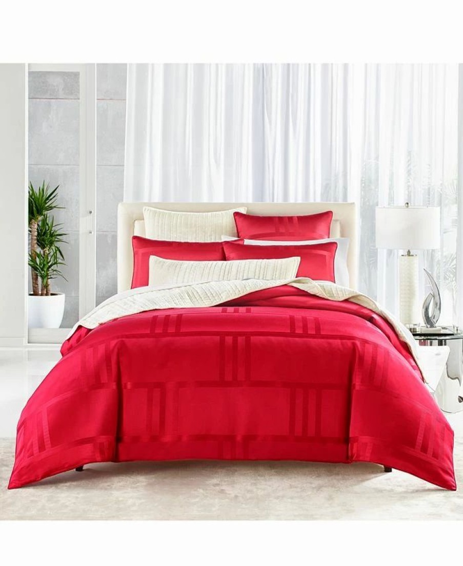 * Hotel Collection Structure Duvet Cover, Full/Queen, Created For Macy'S Red Duvet Covers & Sets