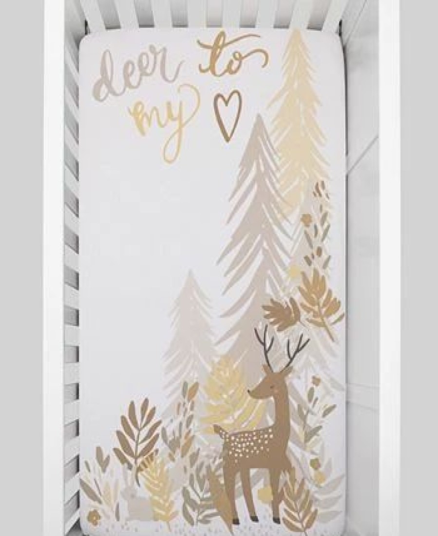 * Macy'S Deer To My Heart Tree Leaf Photo Op Fitted Crib Sheet Beige Sheets & Pillowcases