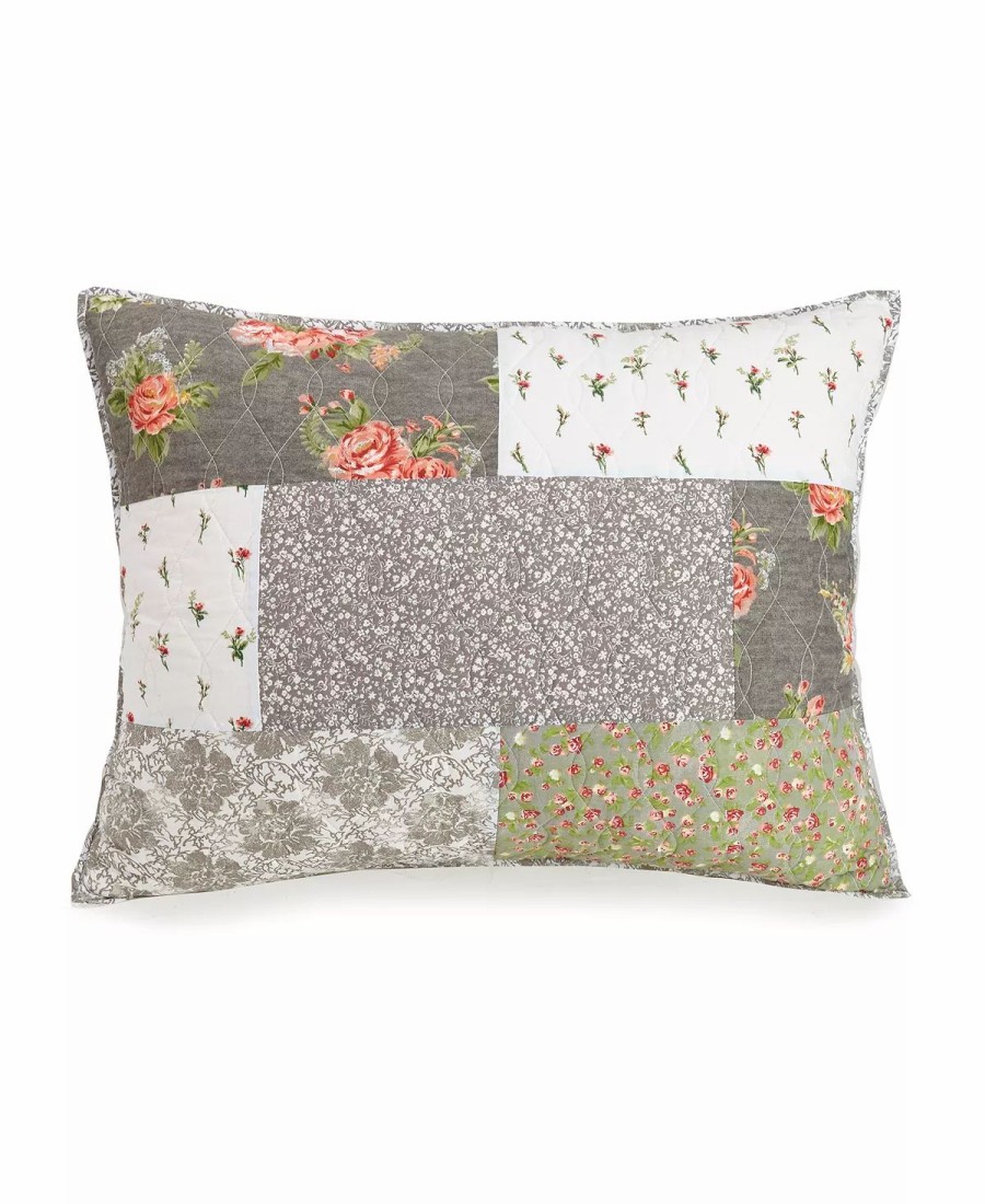 * Jessica Simpson Floribunda Cotton Sham, King Grey Designer Bedding