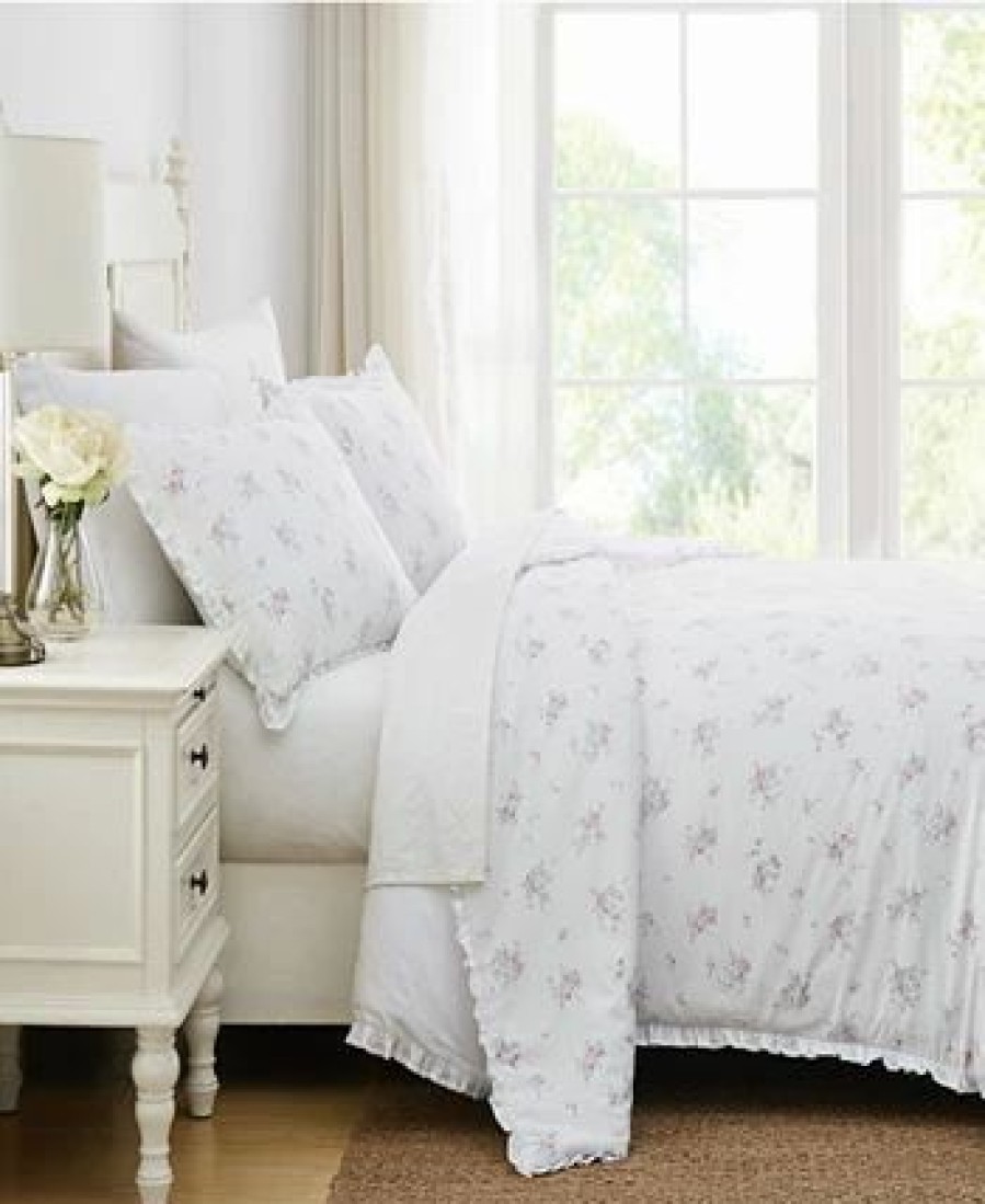 * The Farmhouse By Rachel Ashwell Signature Rosebury 3 Piece Duvet Cover Set, Full/Queen White, Pink Duvet Covers & Sets