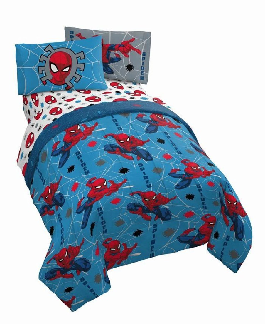 * Spider-Man Burst Full Sheet Set, 4 Pieces Multi-Color Sheets & Pillowcases