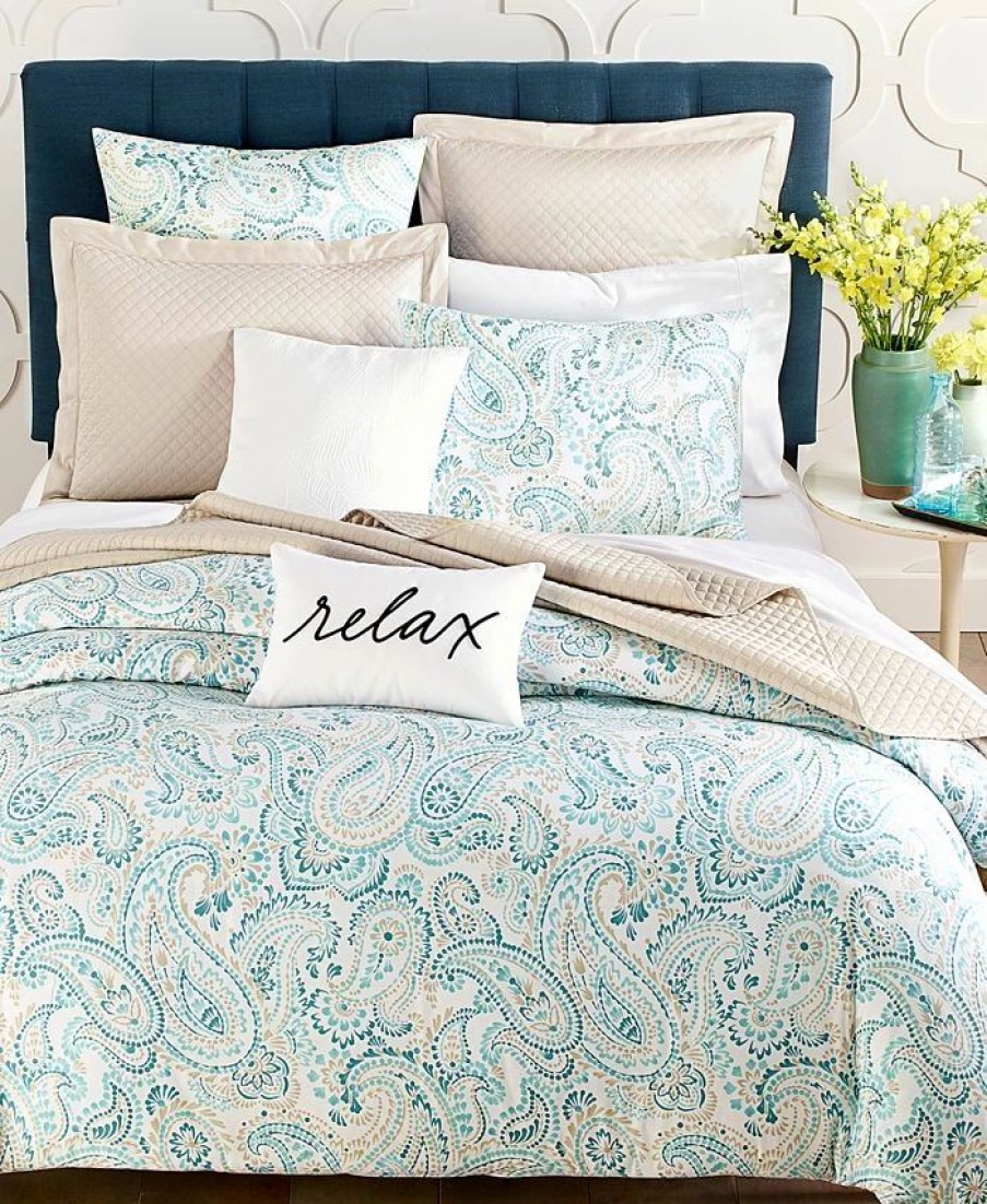 * Charter Club Azure Paisley 3-Pc. Comforter Set, King, Created For Macy'S Blue Comforter Sets