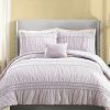 * Jessica Simpson 4 Piece Ruched Stripe Full/Queen Comforter Set Purple Comforter Sets