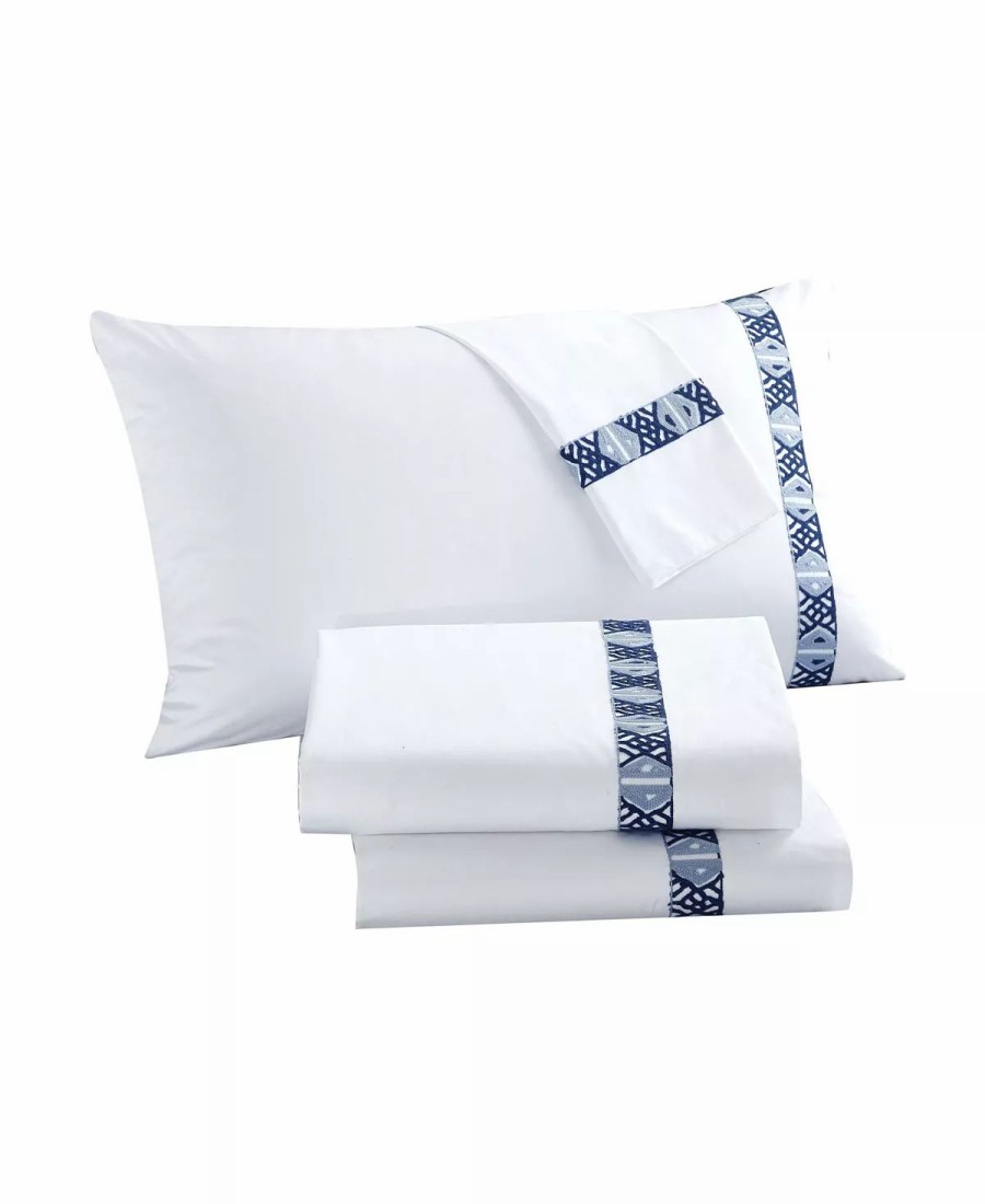 * Chic Home Sarita Garden 4-Pc King Sheet Set Navy Sheets & Pillowcases