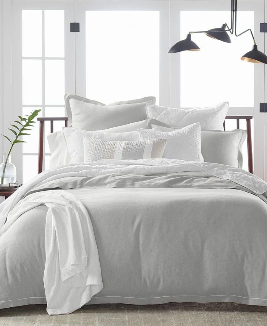 * Hotel Collection Linen/Modal Blend Duvet Cover, Full/Queen, Created For Macy'S Grey Duvet Covers & Sets